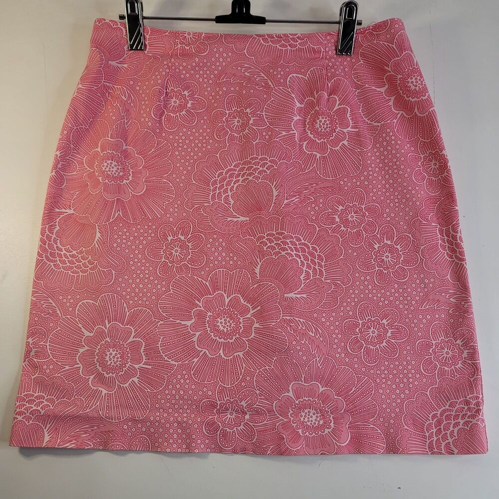 Pink Flower Power Cotton Mini Skirt Size 8 Retro Mod Cottagecore Preppy Spring